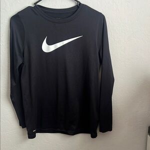 Nike Black Long Sleeve Tee with White Swoosh
